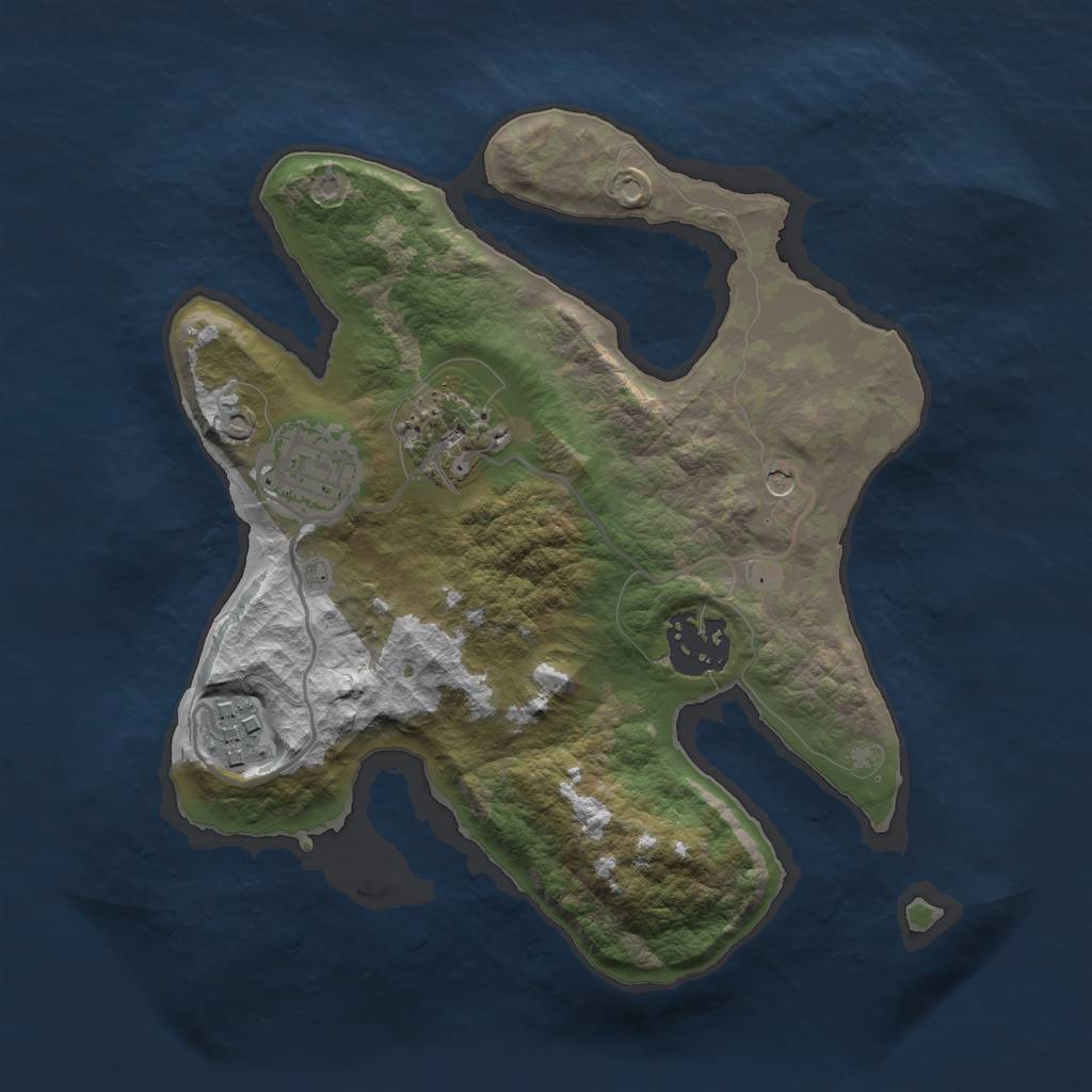 Rust Map: Barren, Size: 2500, Seed: 118921667, 7 Monuments