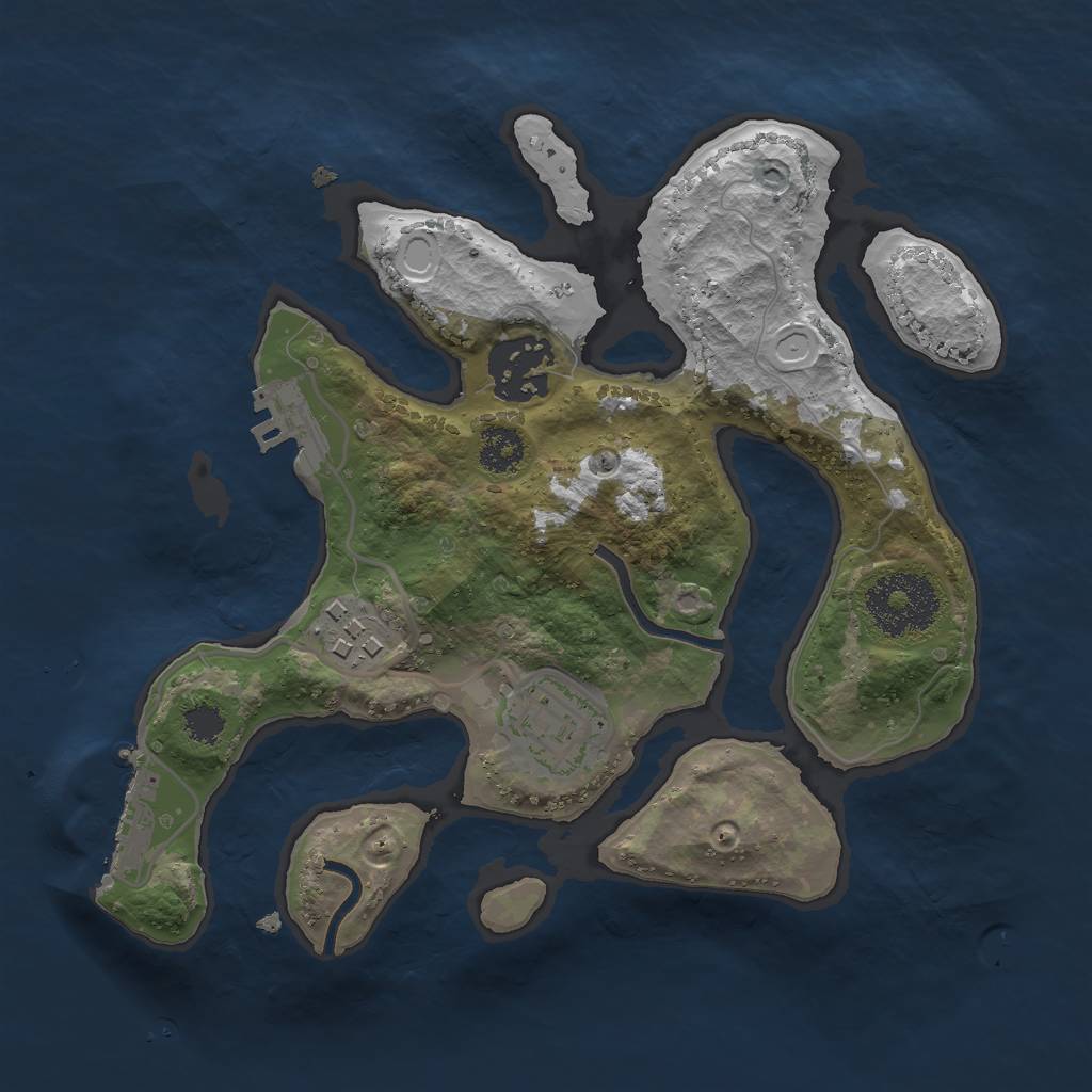 Rust Map: Procedural Map, Size: 2400, Seed: 4135, 13 Monuments