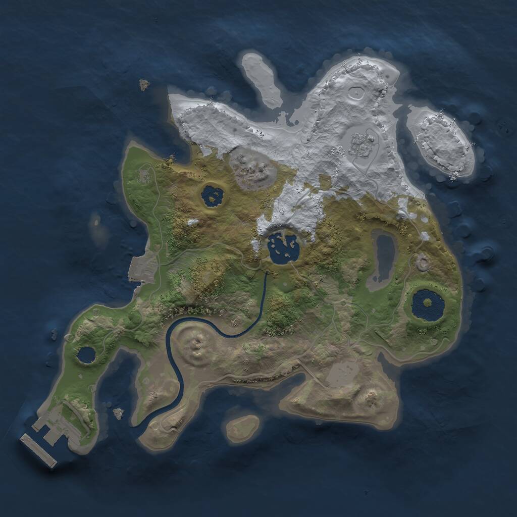 Rust Map: Procedural Map, Size: 2400, Seed: 4135, 4 Monuments