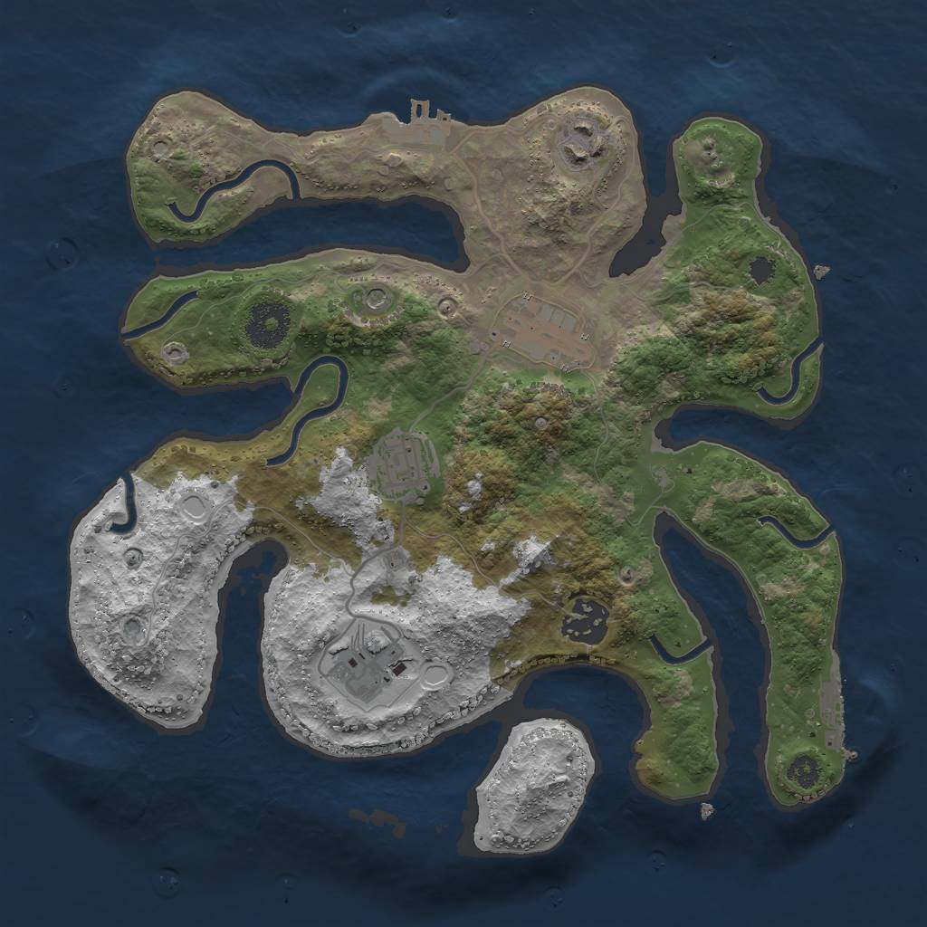 Rust Map: Procedural Map, Size: 3000, Seed: 334168706, 16 Monuments