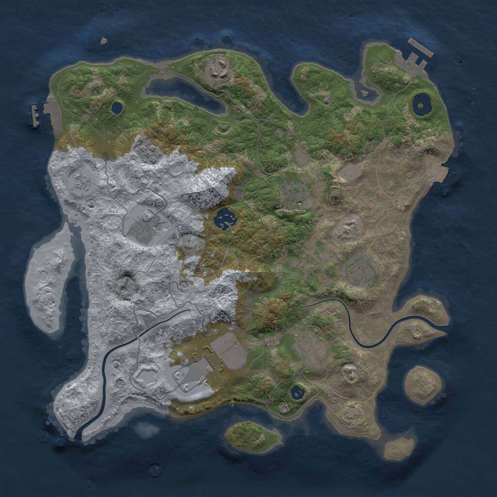 Rust Map: Procedural Map, Size: 3500, Seed: 107327112, 14 Monuments