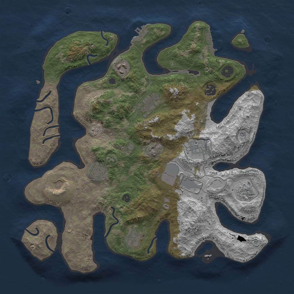 Rust Map: Procedural Map, Size: 3750, Seed: 199075357, 21 Monuments