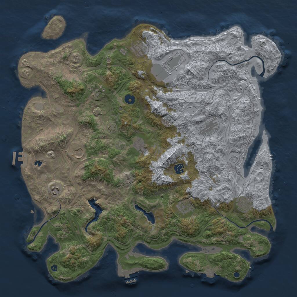 Rust Map: Procedural Map, Size: 4400, Seed: 111103, 17 Monuments