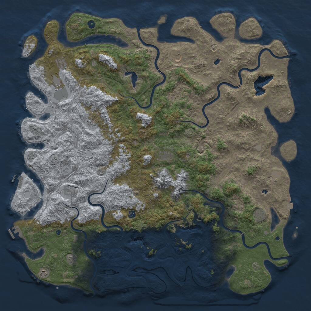 Rust Map: Procedural Map, Size: 6000, Seed: 21476412, 17 Monuments