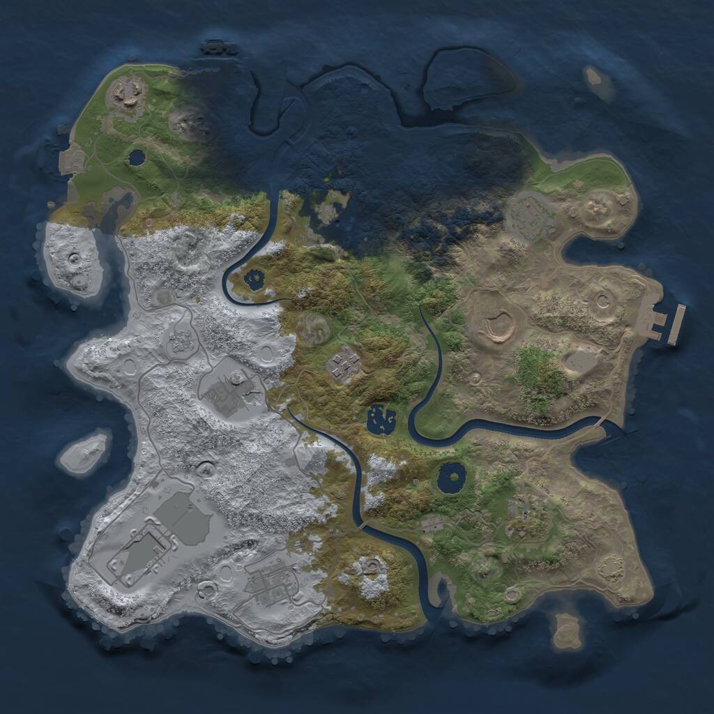 Rust Map: Procedural Map, Size: 3500, Seed: 1649457516, 16 Monuments