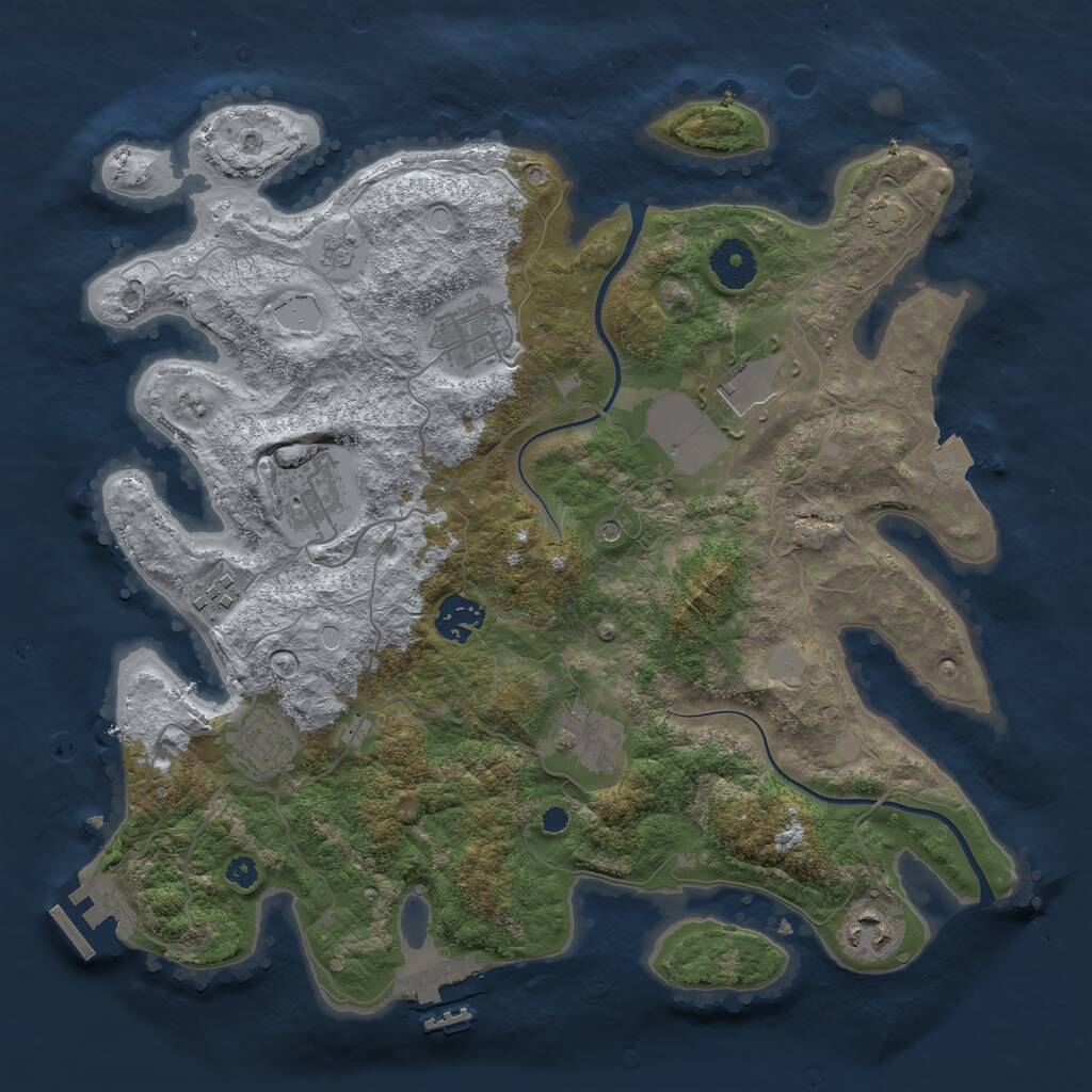 Rust Map: Procedural Map, Size: 3500, Seed: 14212, 14 Monuments