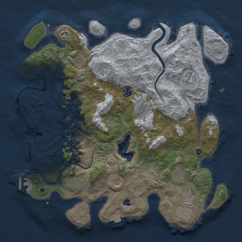 Rust Map: Procedural Map, Size: 4000, Seed: 50501, 15 Monuments