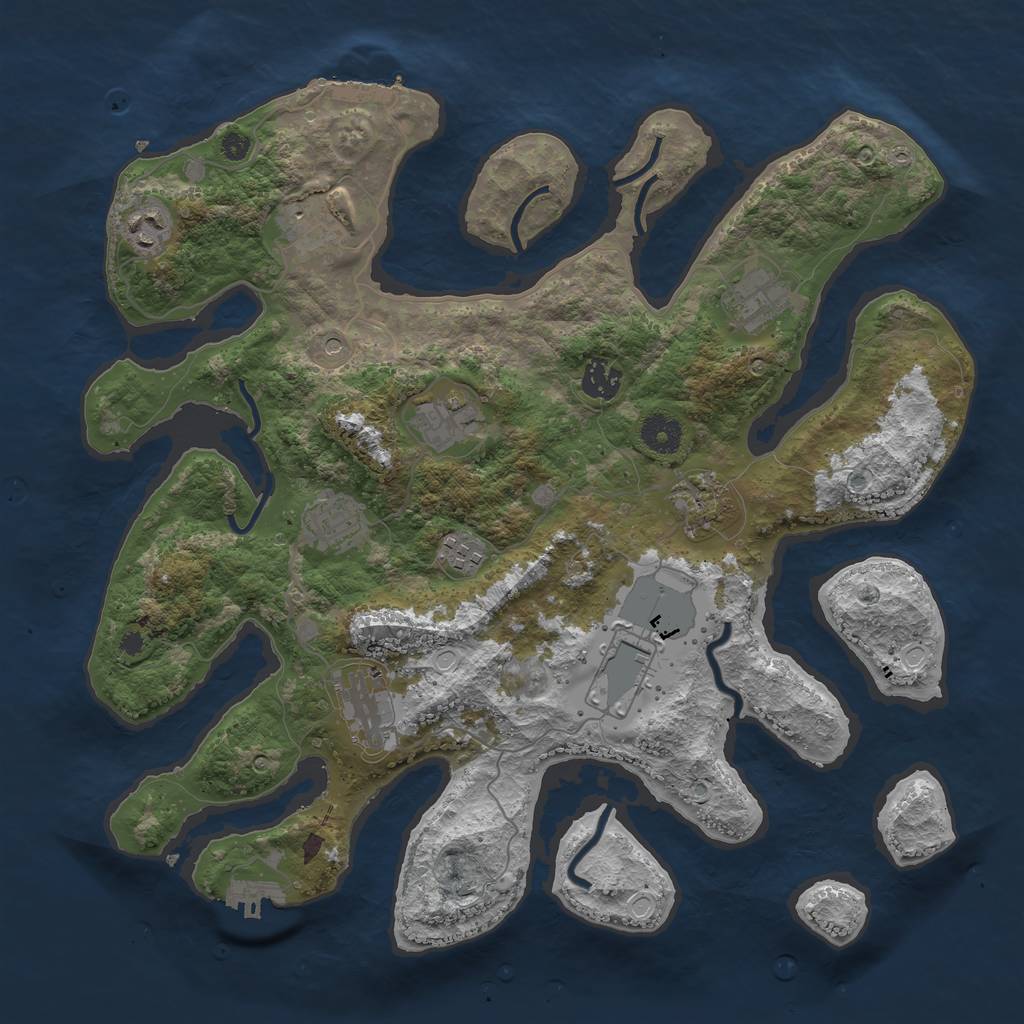 Rust Map: Procedural Map, Size: 3800, Seed: 28481318, 21 Monuments
