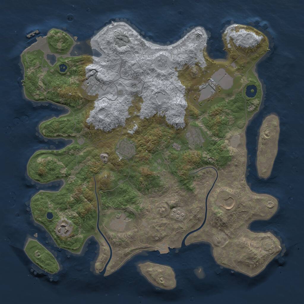 Rust Map: Procedural Map, Size: 3700, Seed: 713588150, 13 Monuments