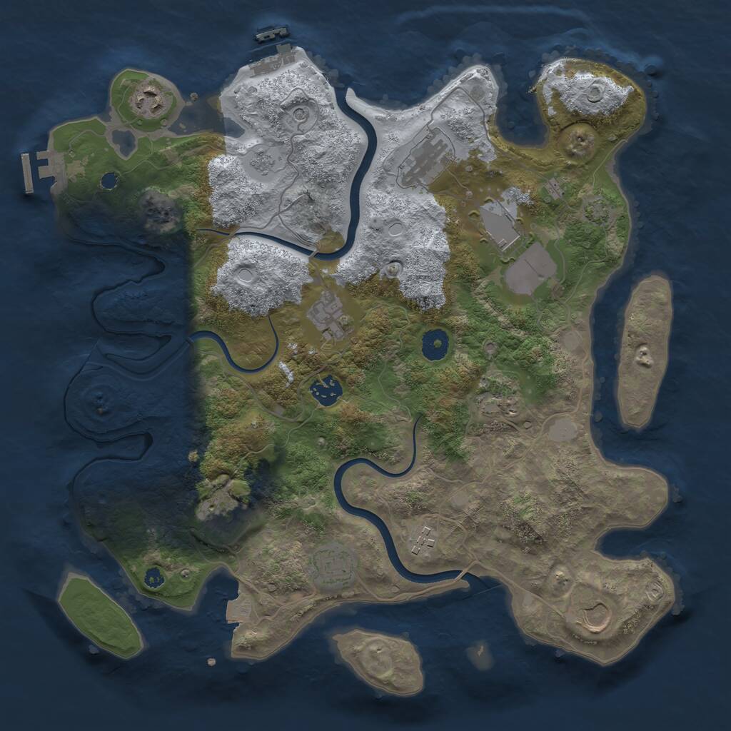 Rust Map: Procedural Map, Size: 3700, Seed: 713588150, 16 Monuments