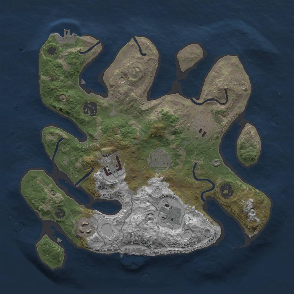 Rust Map: Procedural Map, Size: 3000, Seed: 9699, 17 Monuments