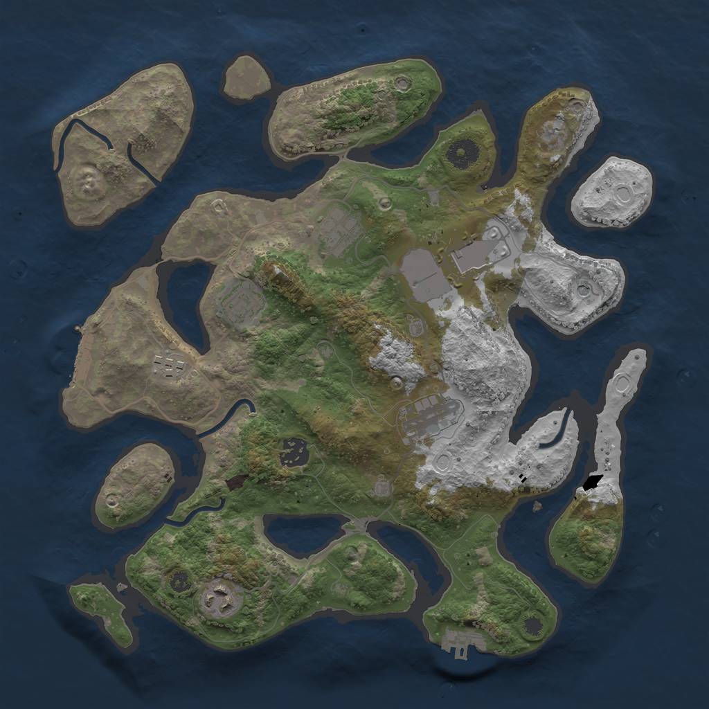 Rust Map: Procedural Map, Size: 3500, Seed: 812489751, 18 Monuments