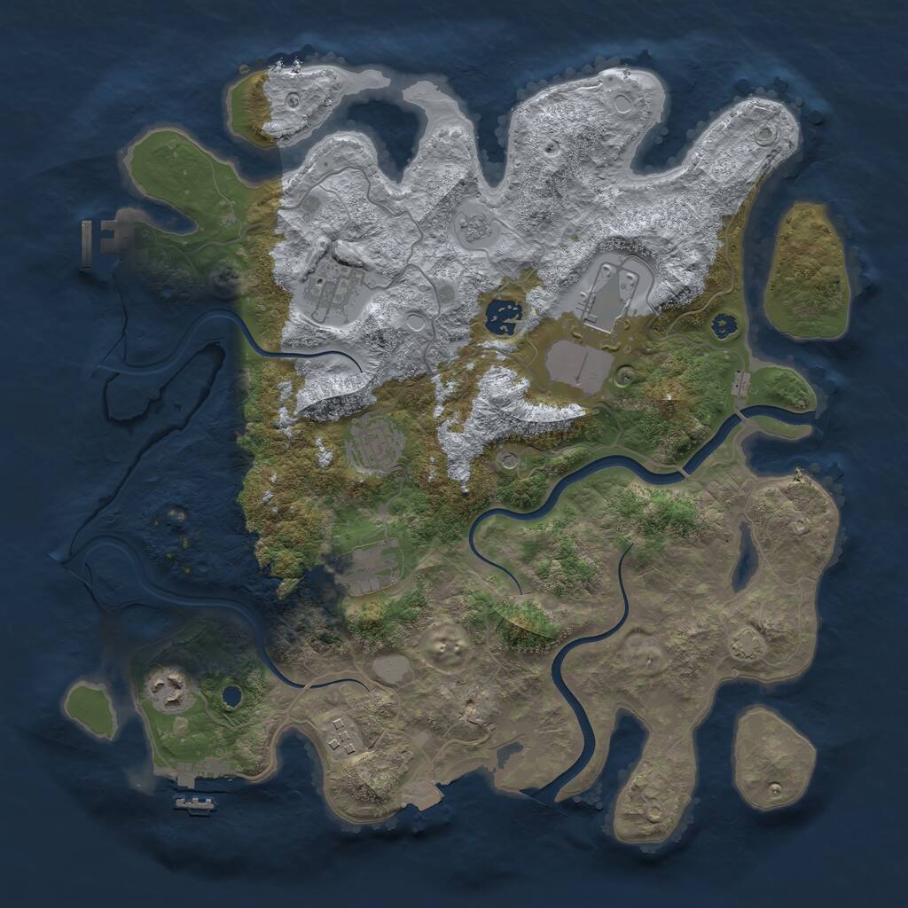 Rust Map: Procedural Map, Size: 3700, Seed: 73292597, 13 Monuments