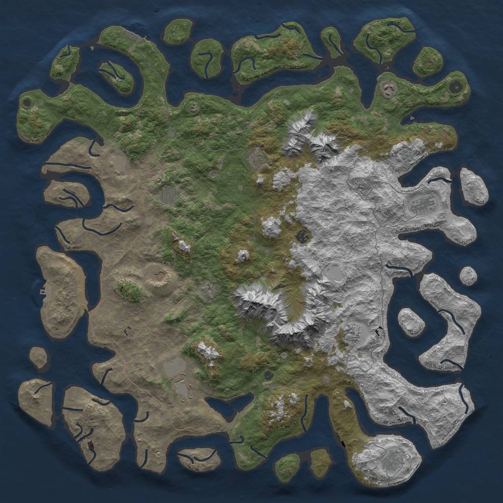 Rust Map: Procedural Map, Size: 6000, Seed: 5864, 22 Monuments