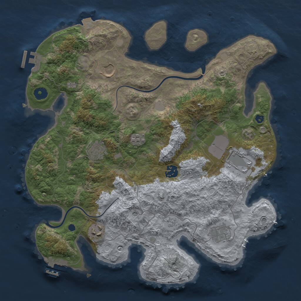 Rust Map: Procedural Map, Size: 3500, Seed: 1606818152, 13 Monuments