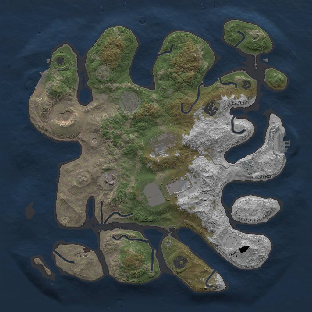 Rust Map: Procedural Map, Size: 3500, Seed: 1736459936, 18 Monuments