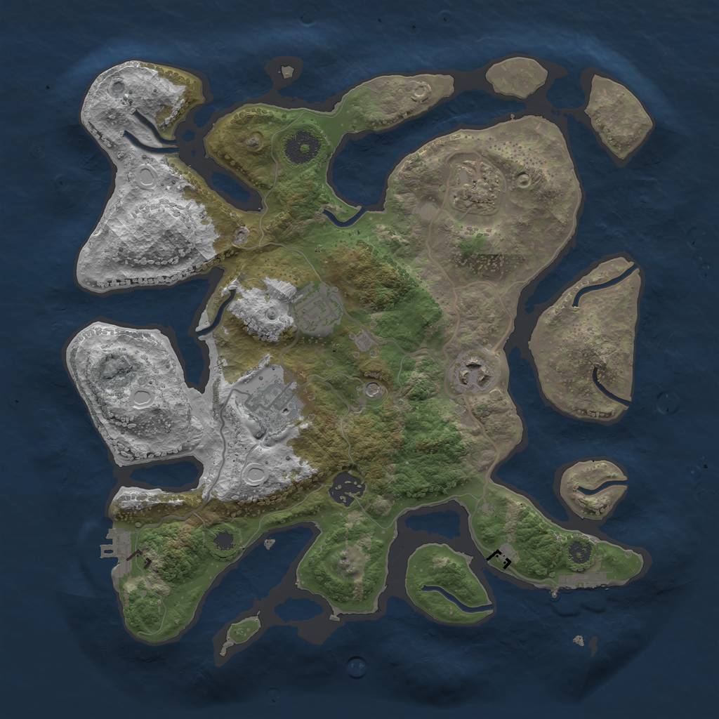 Rust Map: Procedural Map, Size: 3250, Seed: 652825, 16 Monuments