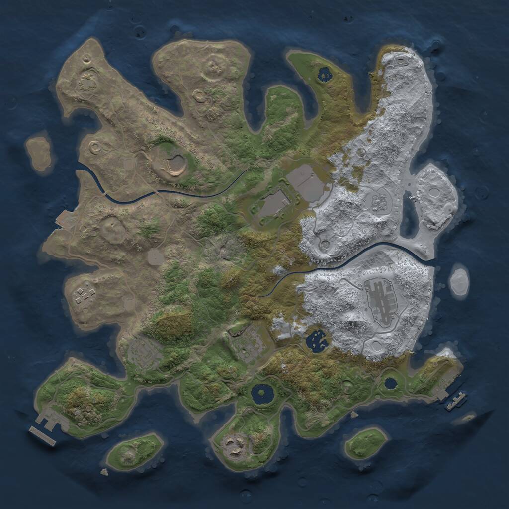 Rust Map: Procedural Map, Size: 3500, Seed: 654237812, 14 Monuments