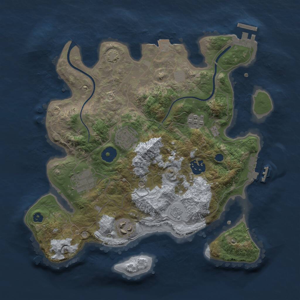 Rust Map: Procedural Map, Size: 3000, Seed: 1304459241, 11 Monuments