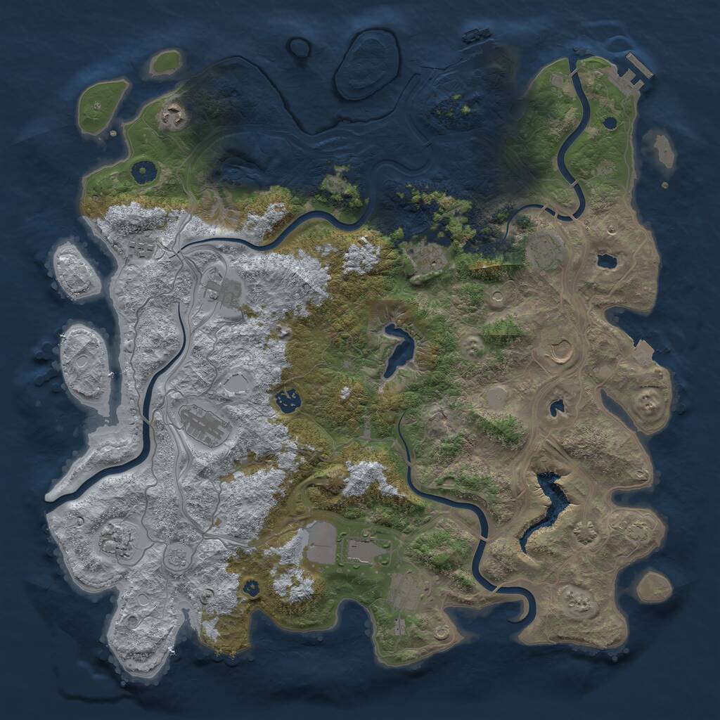 Rust Map: Procedural Map, Size: 4500, Seed: 546890, 17 Monuments