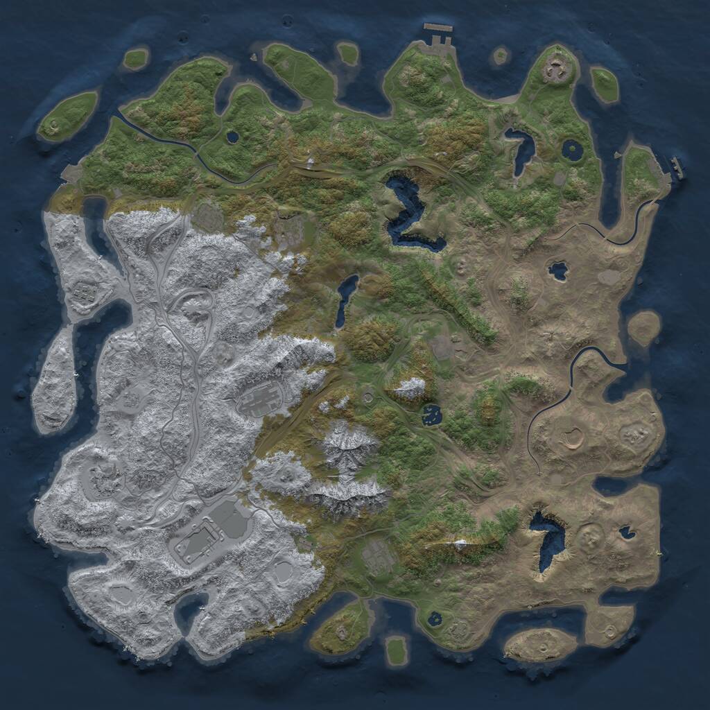 Rust Map: Procedural Map, Size: 5000, Seed: 6699966, 17 Monuments