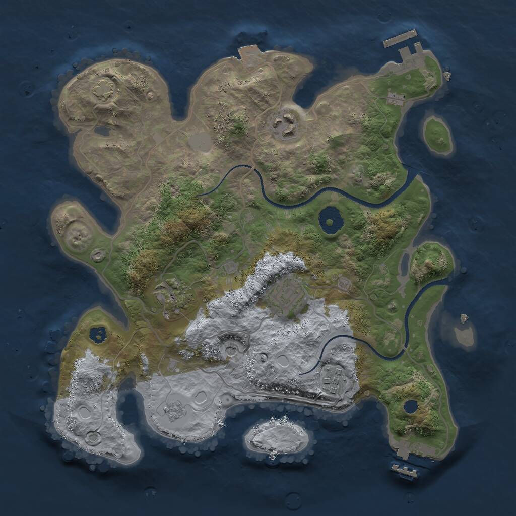 Rust Map: Procedural Map, Size: 3000, Seed: 77693925, 10 Monuments