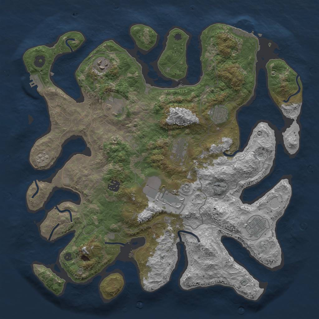 Rust Map: Procedural Map, Size: 4000, Seed: 5678910, 19 Monuments