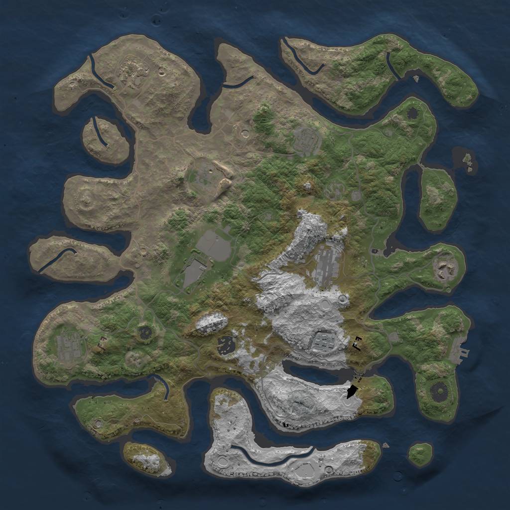 Rust Map: Procedural Map, Size: 4000, Seed: 1045795898, 19 Monuments