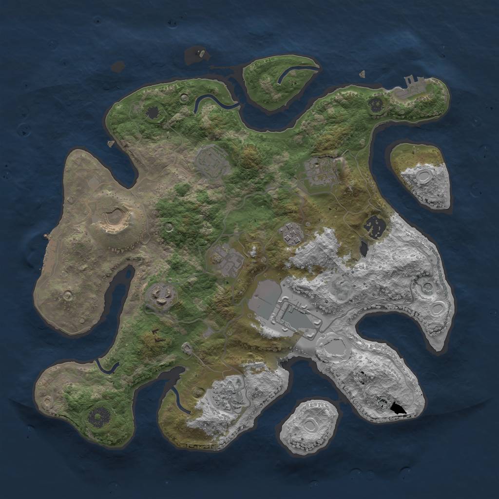 Rust Map: Procedural Map, Size: 3500, Seed: 1556303841, 20 Monuments