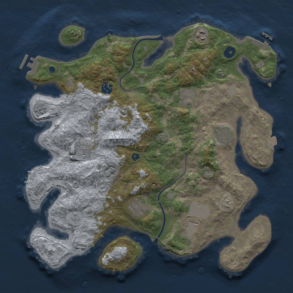 Rust Map: Procedural Map, Size: 3800, Seed: 2254, 14 Monuments