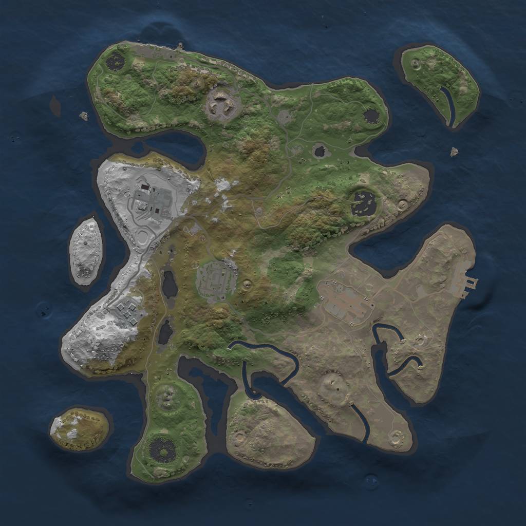 Rust Map: Procedural Map, Size: 3000, Seed: 1041891471, 16 Monuments