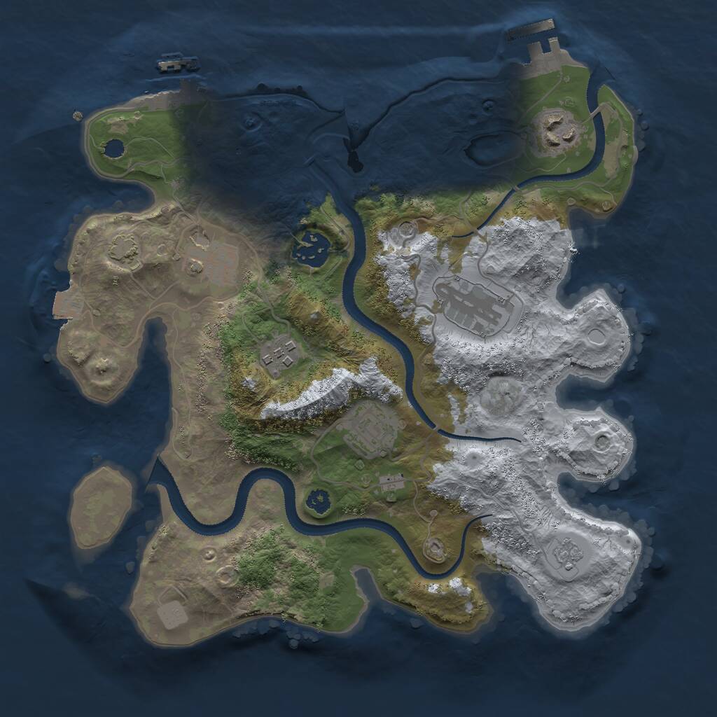 Rust Map: Procedural Map, Size: 3000, Seed: 613119021, 12 Monuments