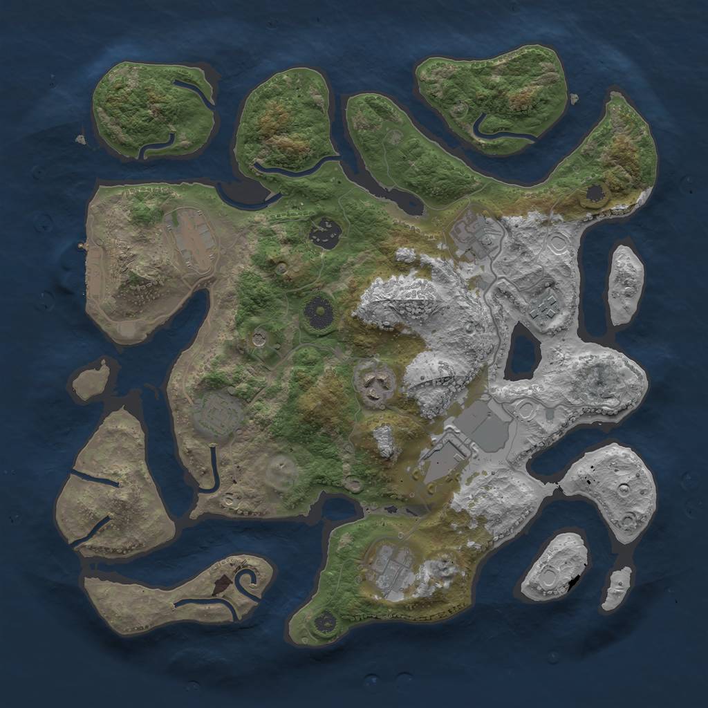 Rust Map: Procedural Map, Size: 3500, Seed: 2100154295, 18 Monuments
