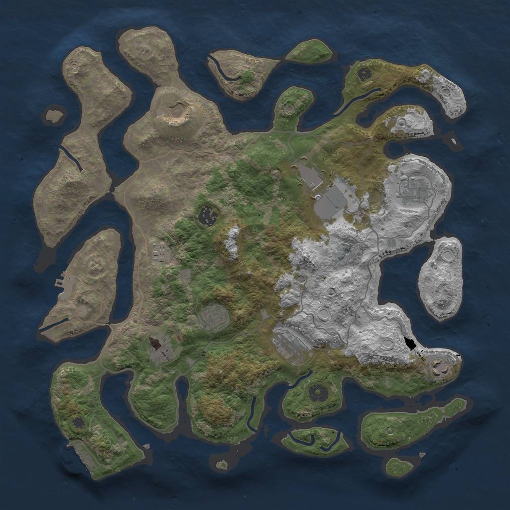 Rust Map: Procedural Map, Size: 4000, Seed: 123456788, 20 Monuments