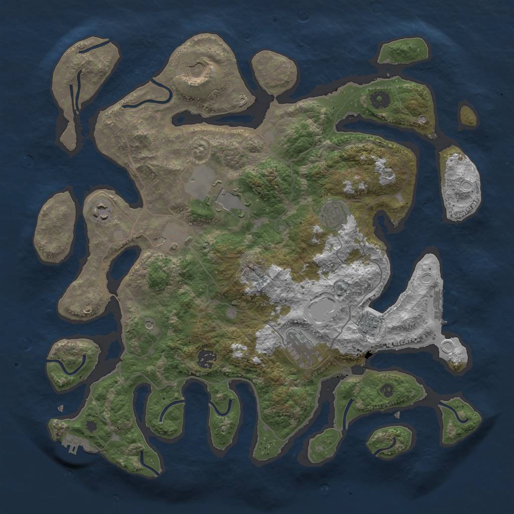 Rust Map: Procedural Map, Size: 4000, Seed: 303456, 19 Monuments