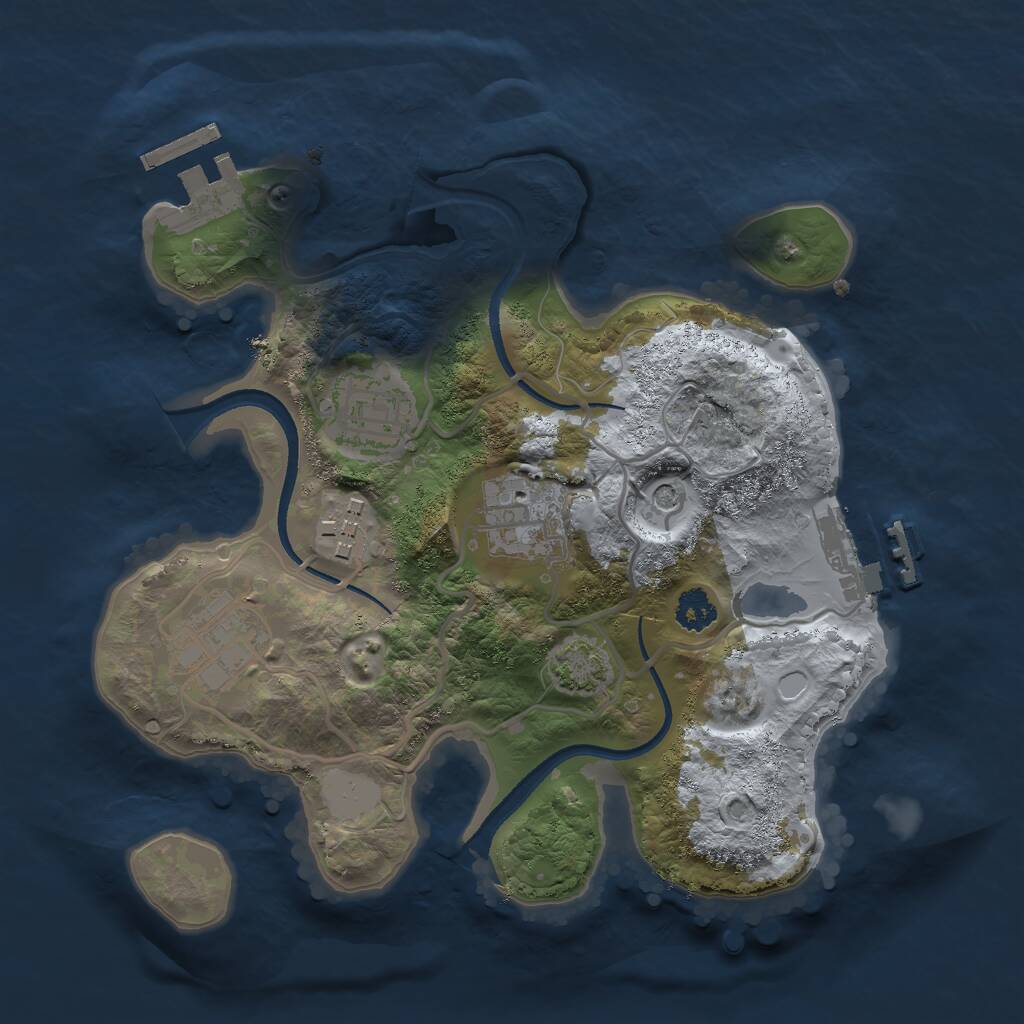 Rust Map: Procedural Map, Size: 2500, Seed: 654, 9 Monuments