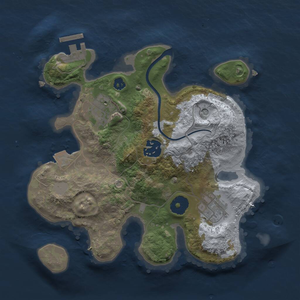 Rust Map: Procedural Map, Size: 2500, Seed: 654, 6 Monuments