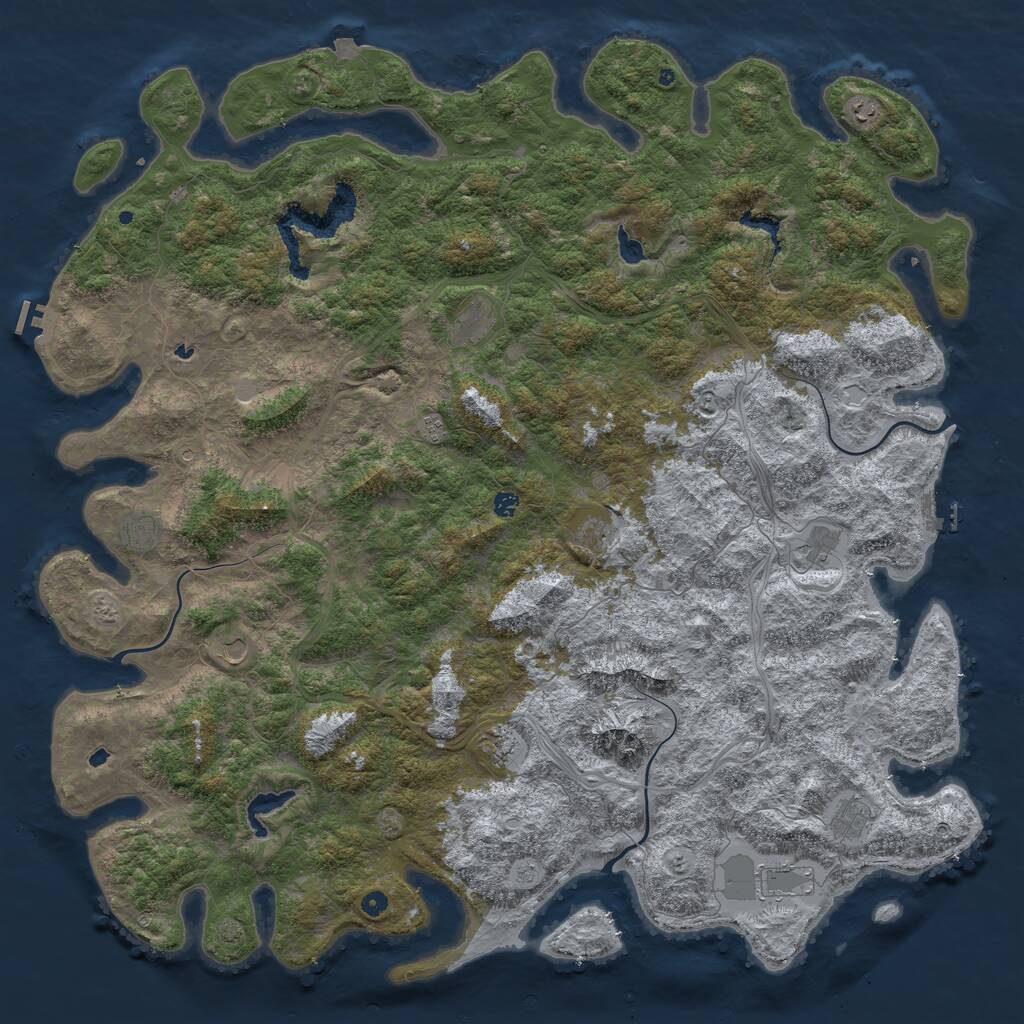 Rust Map: Procedural Map, Size: 6000, Seed: 71610244, 17 Monuments