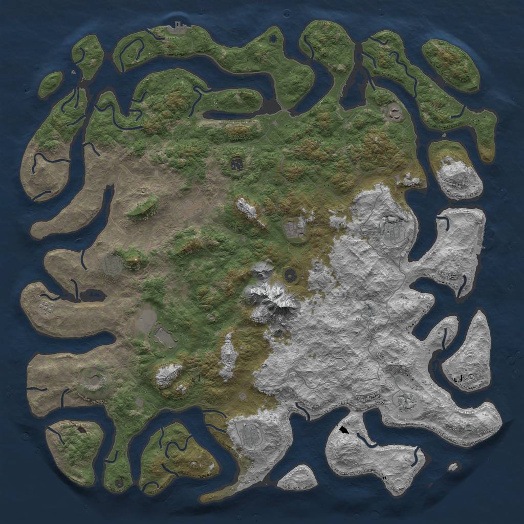 Rust Map: Procedural Map, Size: 6000, Seed: 71610244, 22 Monuments