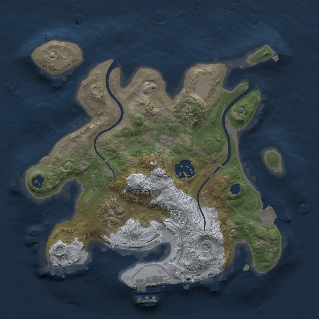 Rust Map: Procedural Map, Size: 2500, Seed: 696940, 5 Monuments