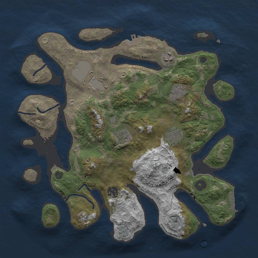 Rust Map: Procedural Map, Size: 3500, Seed: 1103341864, 18 Monuments