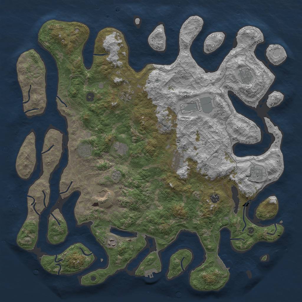 Rust Map: Procedural Map, Size: 4991, Seed: 218033415, 22 Monuments