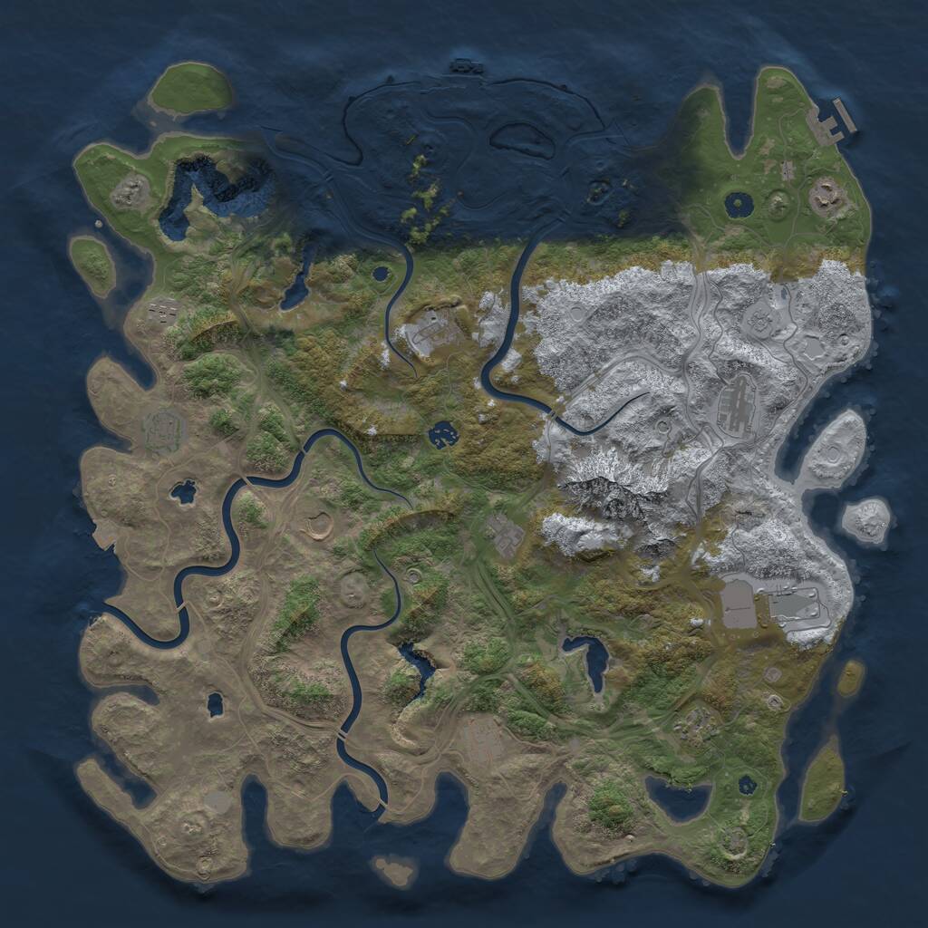 Rust Map: Procedural Map, Size: 5000, Seed: 5715, 17 Monuments