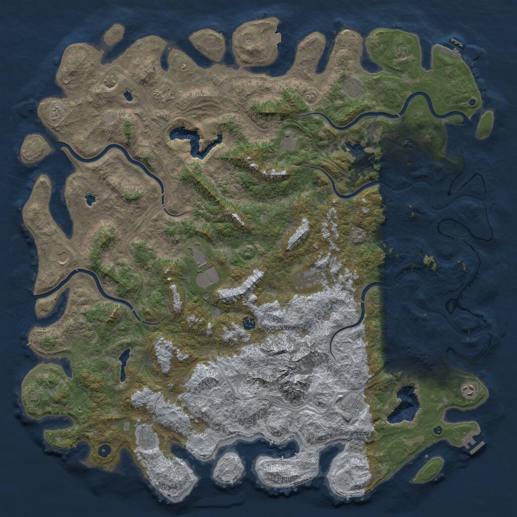 Rust Map: Procedural Map, Size: 6000, Seed: 85242584, 17 Monuments