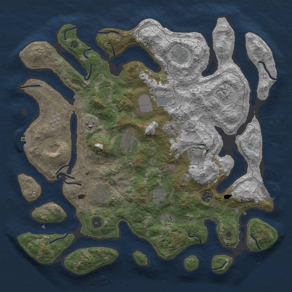 Rust Map: Procedural Map, Size: 4250, Seed: 1327483753, 22 Monuments
