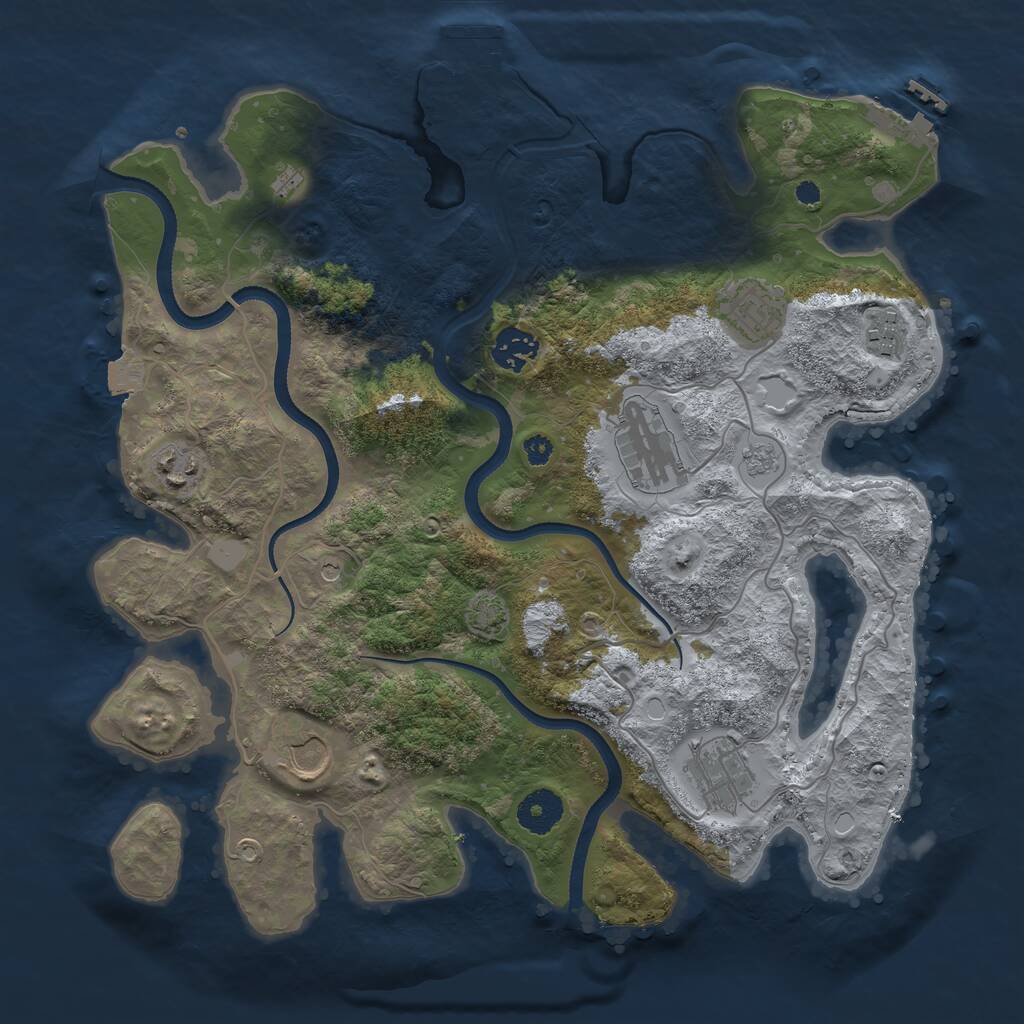 Rust Map: Procedural Map, Size: 3500, Seed: 1617914558, 13 Monuments