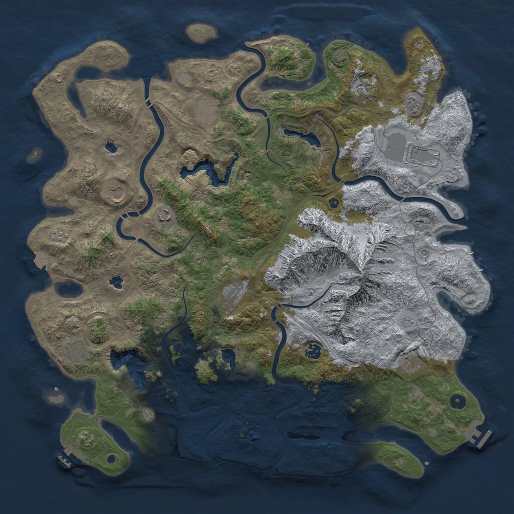 Rust Map: Procedural Map, Size: 5000, Seed: 300379, 16 Monuments