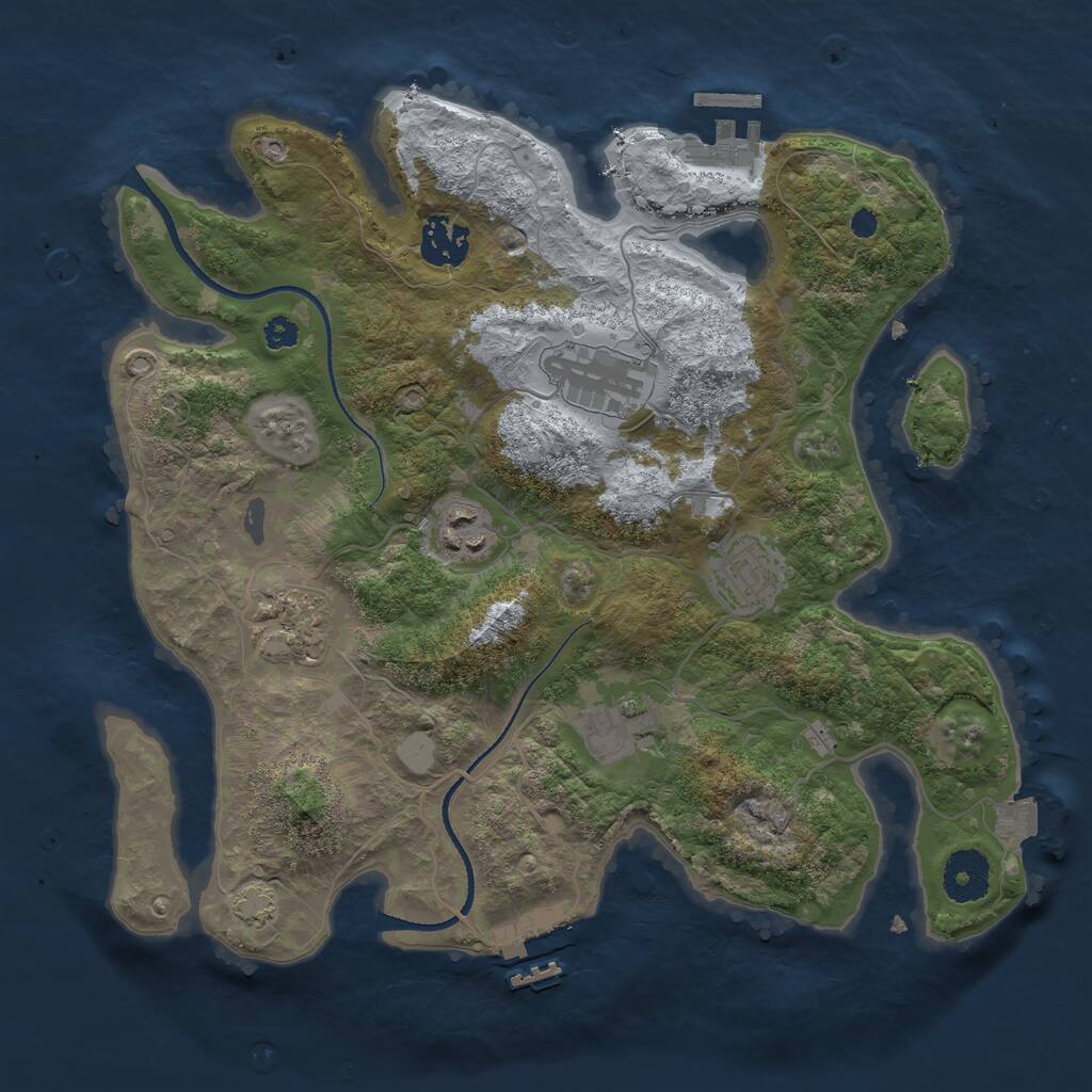 Rust Map: Procedural Map, Size: 3250, Seed: 125423687, 10 Monuments