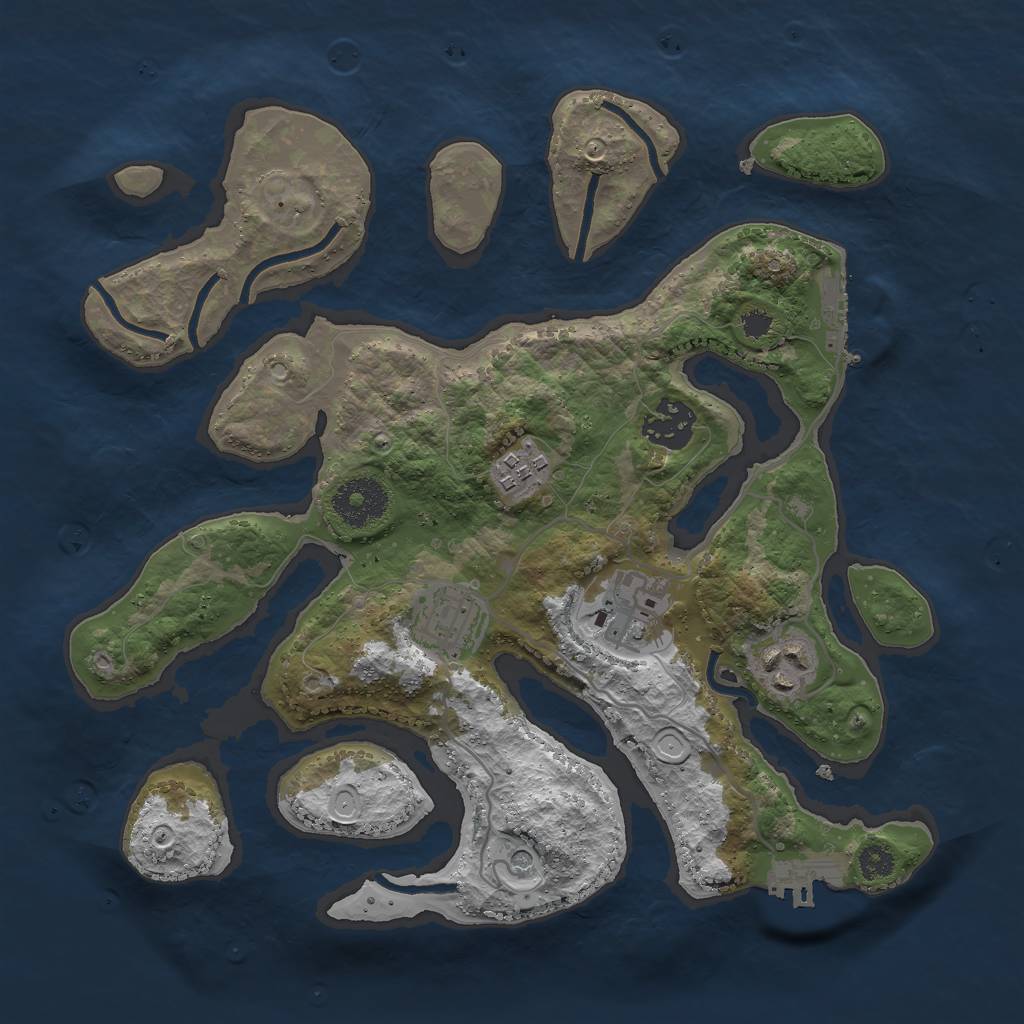 Rust Map: Procedural Map, Size: 3000, Seed: 696940, 16 Monuments