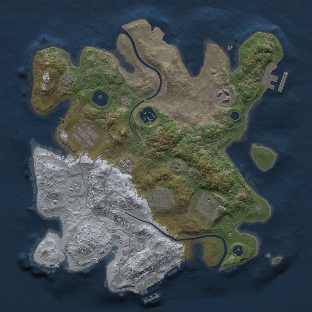 Rust Map: Procedural Map, Size: 3000, Seed: 114833690, 12 Monuments